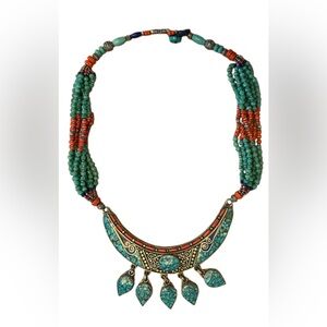 Turquoise, Coral, & Lapis Necklace